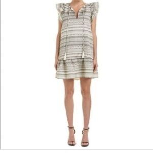 Anthropologie Parker Cream Metallic Woven
Jacquard Patterned Dress